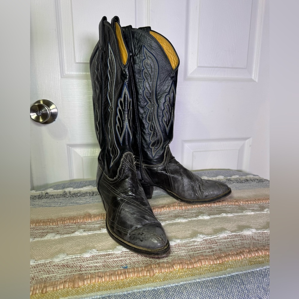 Tony Lama Black and Blue Western Boots